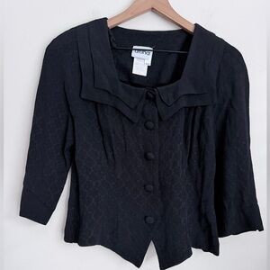 Atina black vintage blouse square collar button front grunge goth classic 8 P